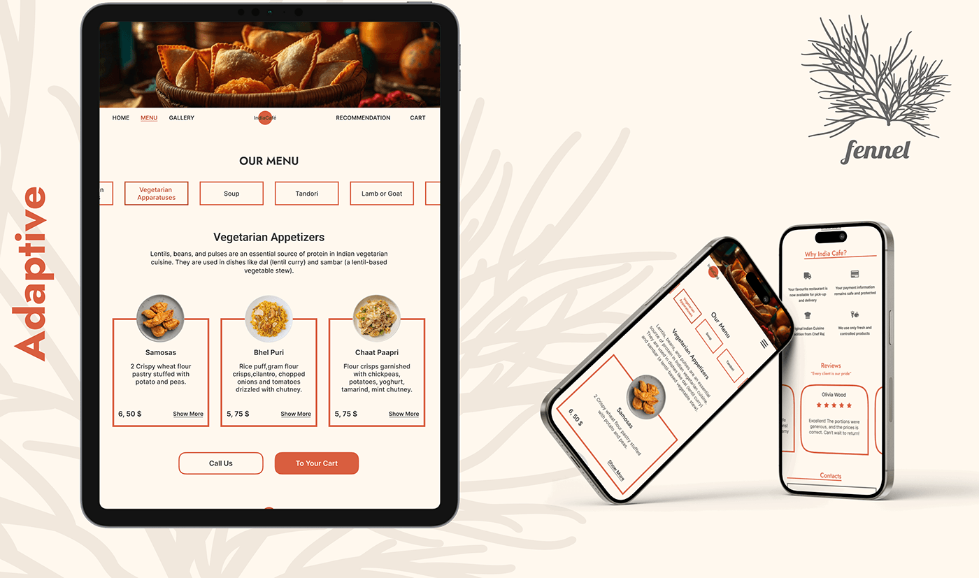UI/UX uidesign Webdesign restaurant redesign Indianfood cafe cafedesign   design indiancuisine