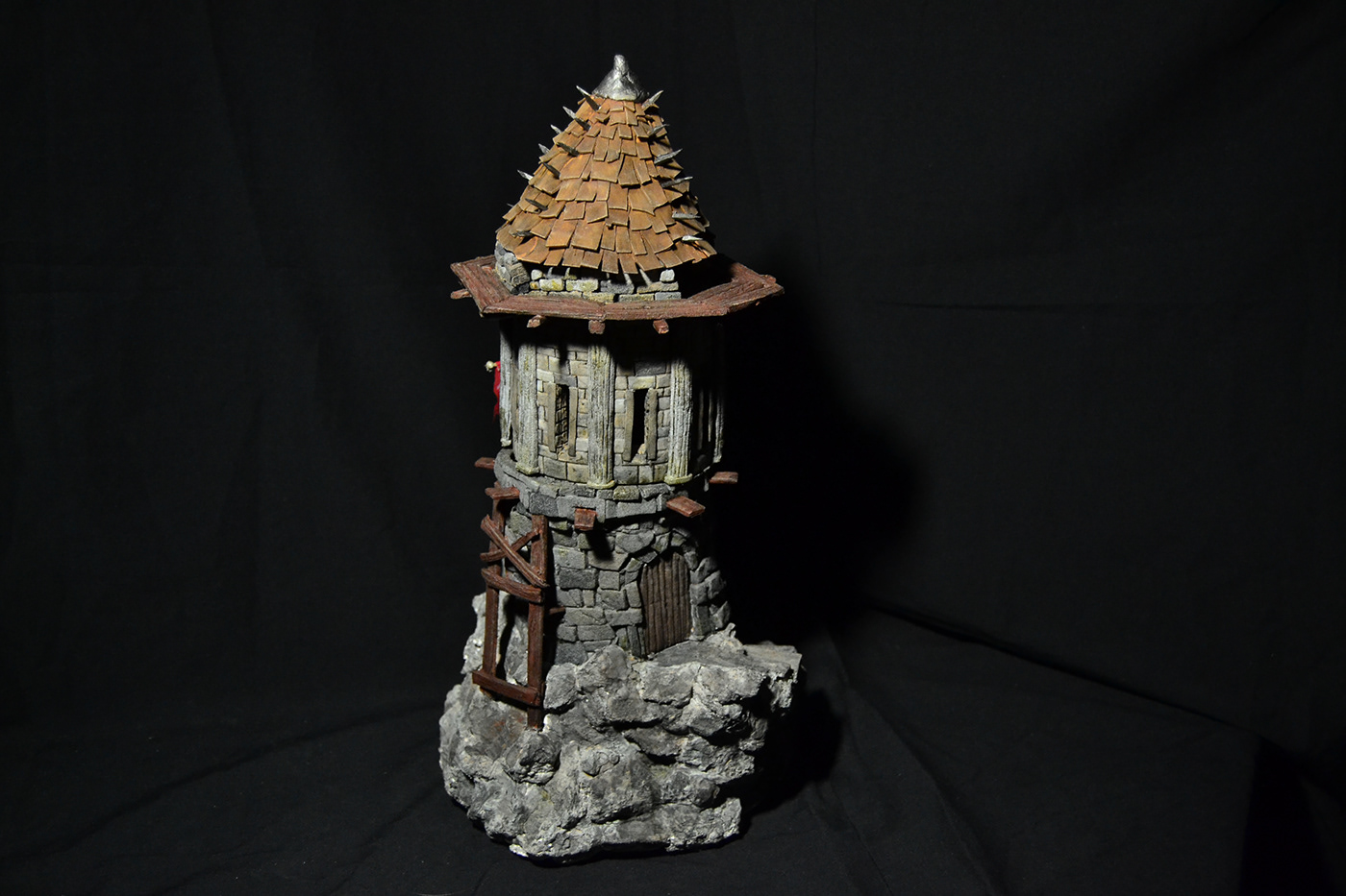 architecture brick Diorama fantasy fantasy art medieval mountains stone tower wood