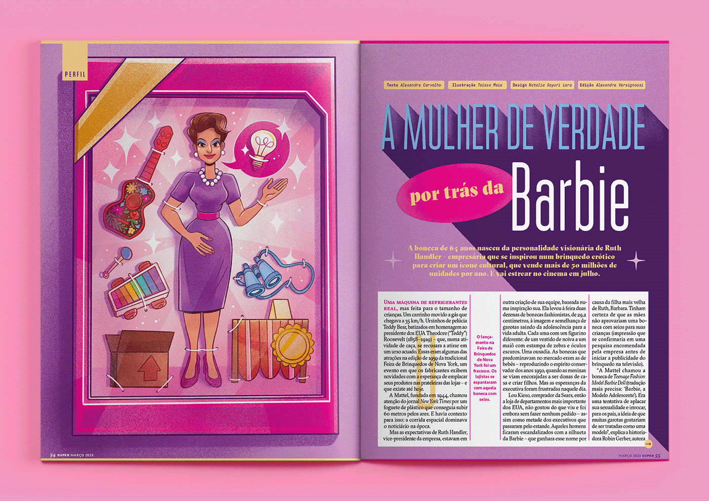 art direction  barbie BARBIE DOLLS editorial Editorial Illustration Layout magazine mattel revista Ruth Handler