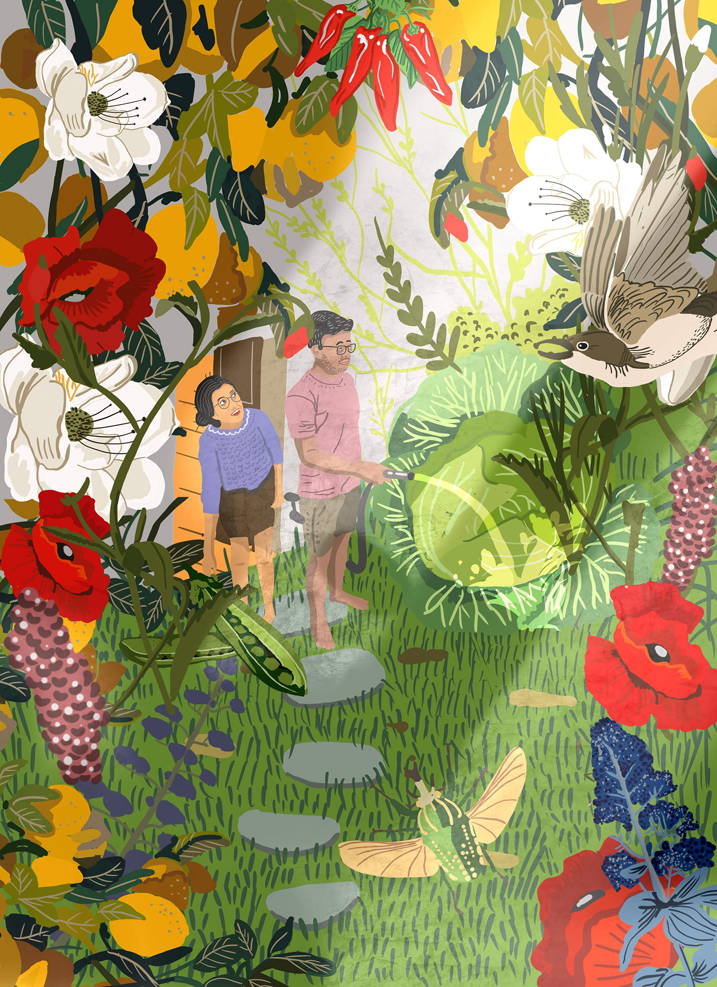 anxiety artwork comfort enlarge flower garden ILLUSTRATION  partner stress