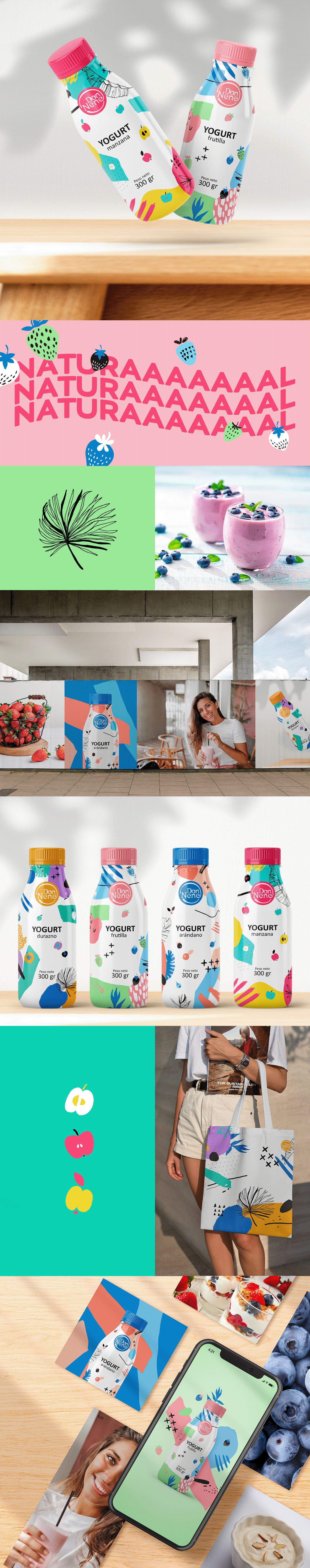 yogurt Packaging Pack product design ILLUSTRATION  bottle drink juice Fruit