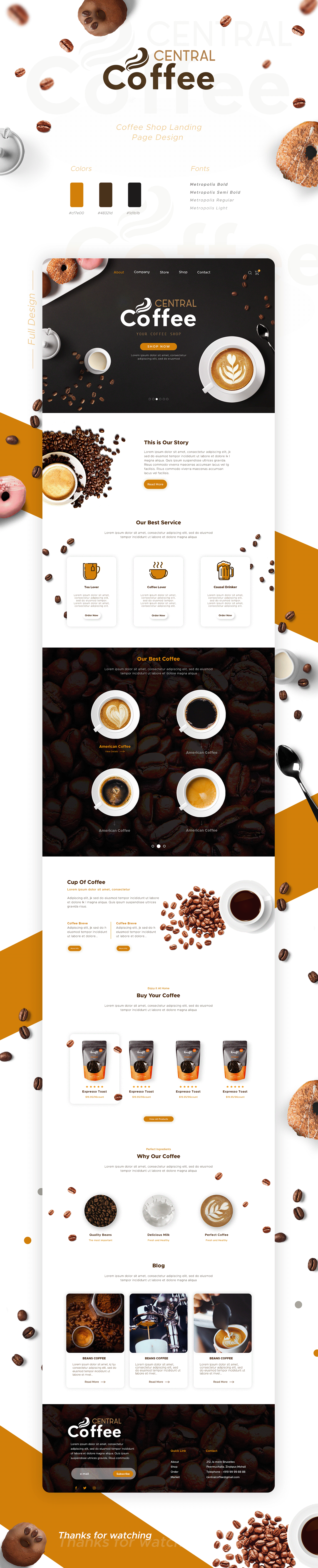 clean Coffee Coffee Center coffee shop landing page One Page ui design Web Design UI