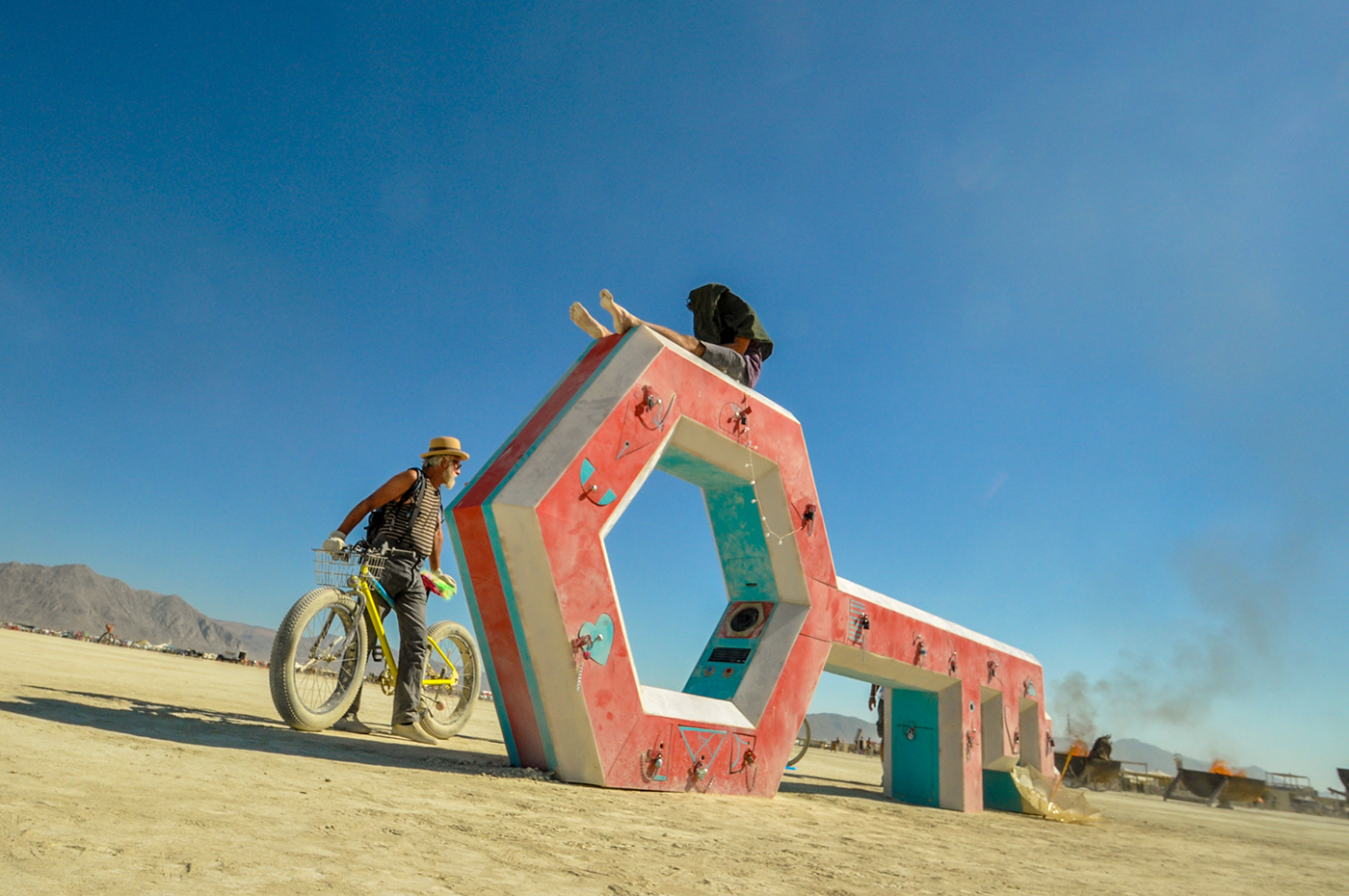Burning Man installation cryptography interactive festival led lights treasure hunt key structure Photography 