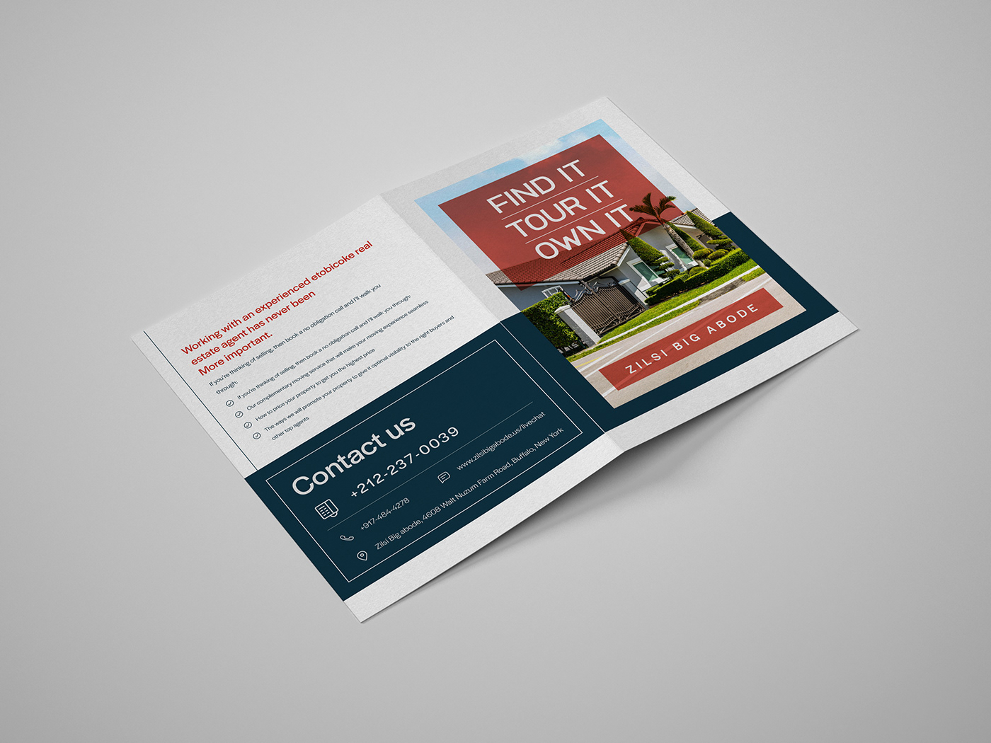bifold brochure business creative design Designhatt magazine modern real estate trifold