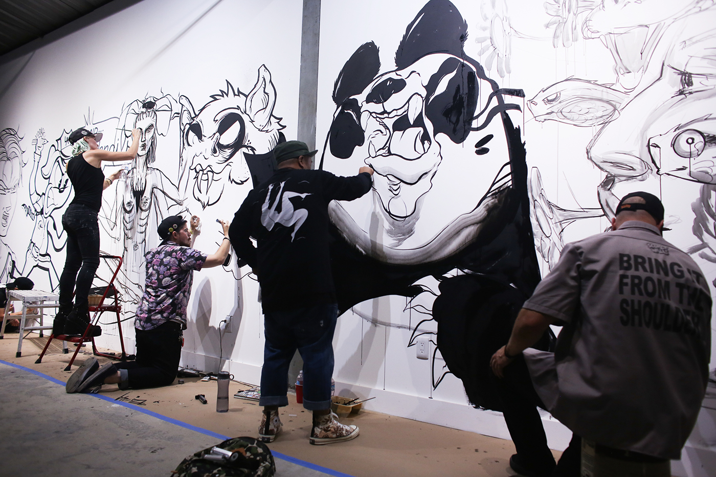 ink black and white doodles freestyle characters graff Graffiti secret walls Marker paint
