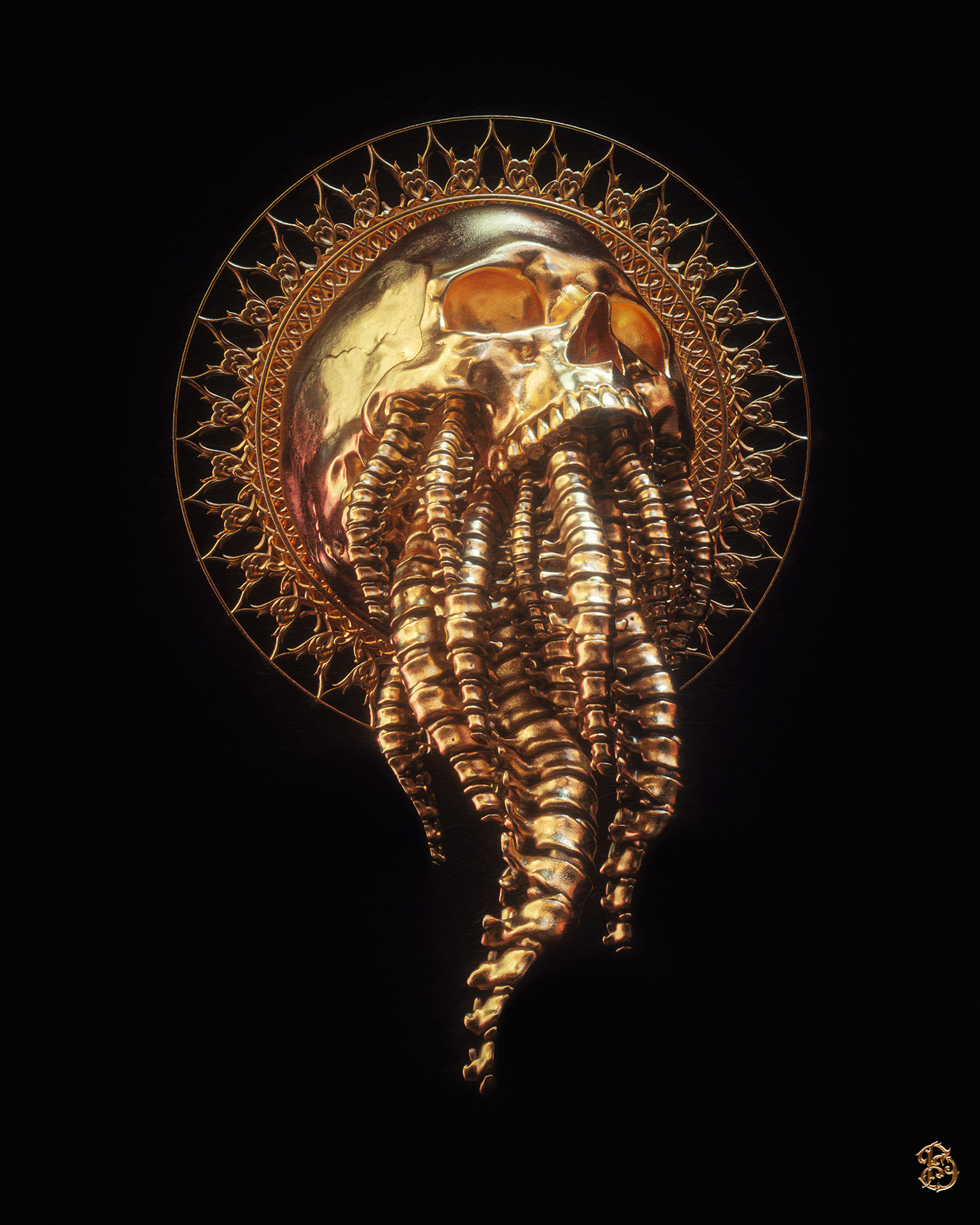 3D art billelis cthulhu demon gold gothic ILLUSTRATION  medusa skull