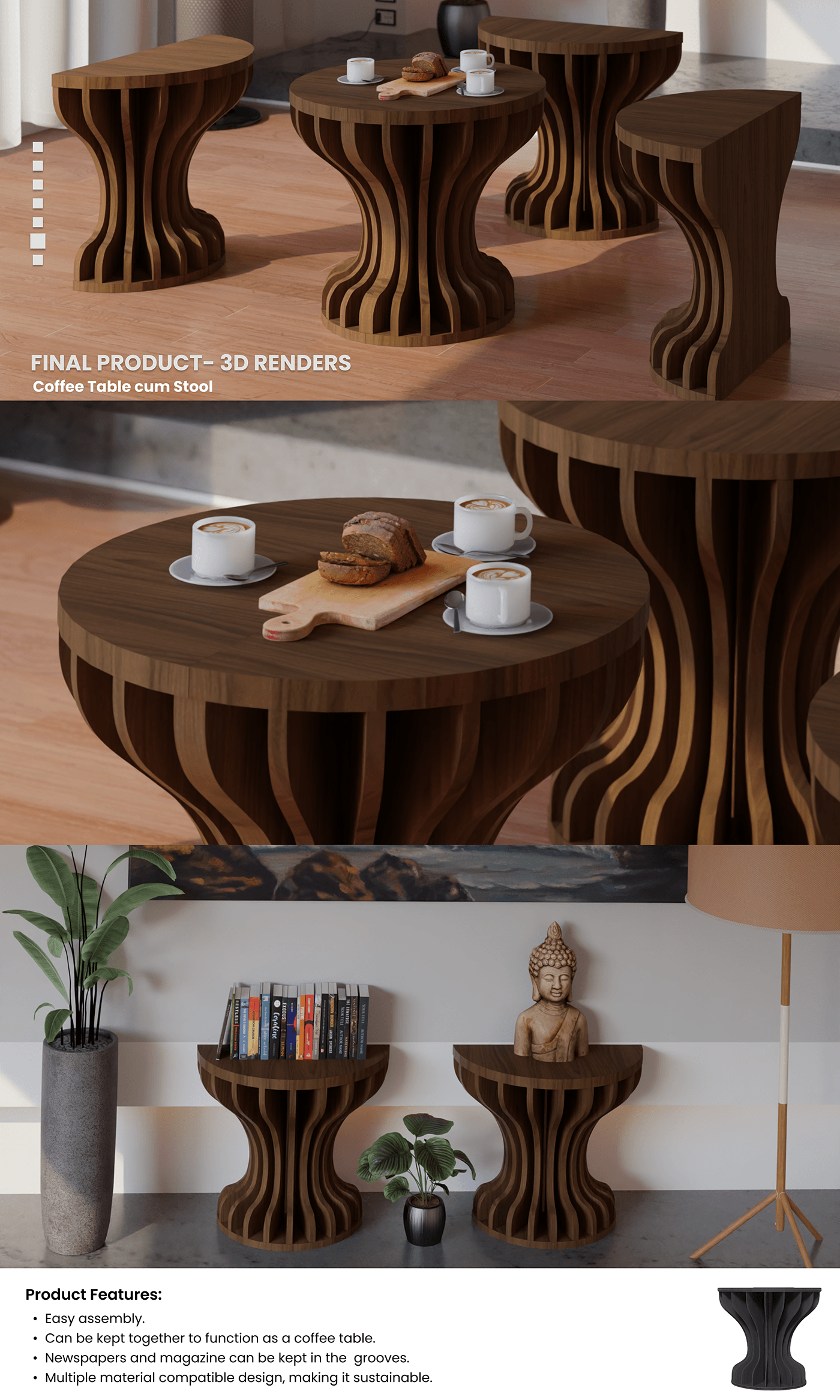 furniture design  coffee table product design  industrial design  accessory design home decor interior design  3D mushroom portfolio