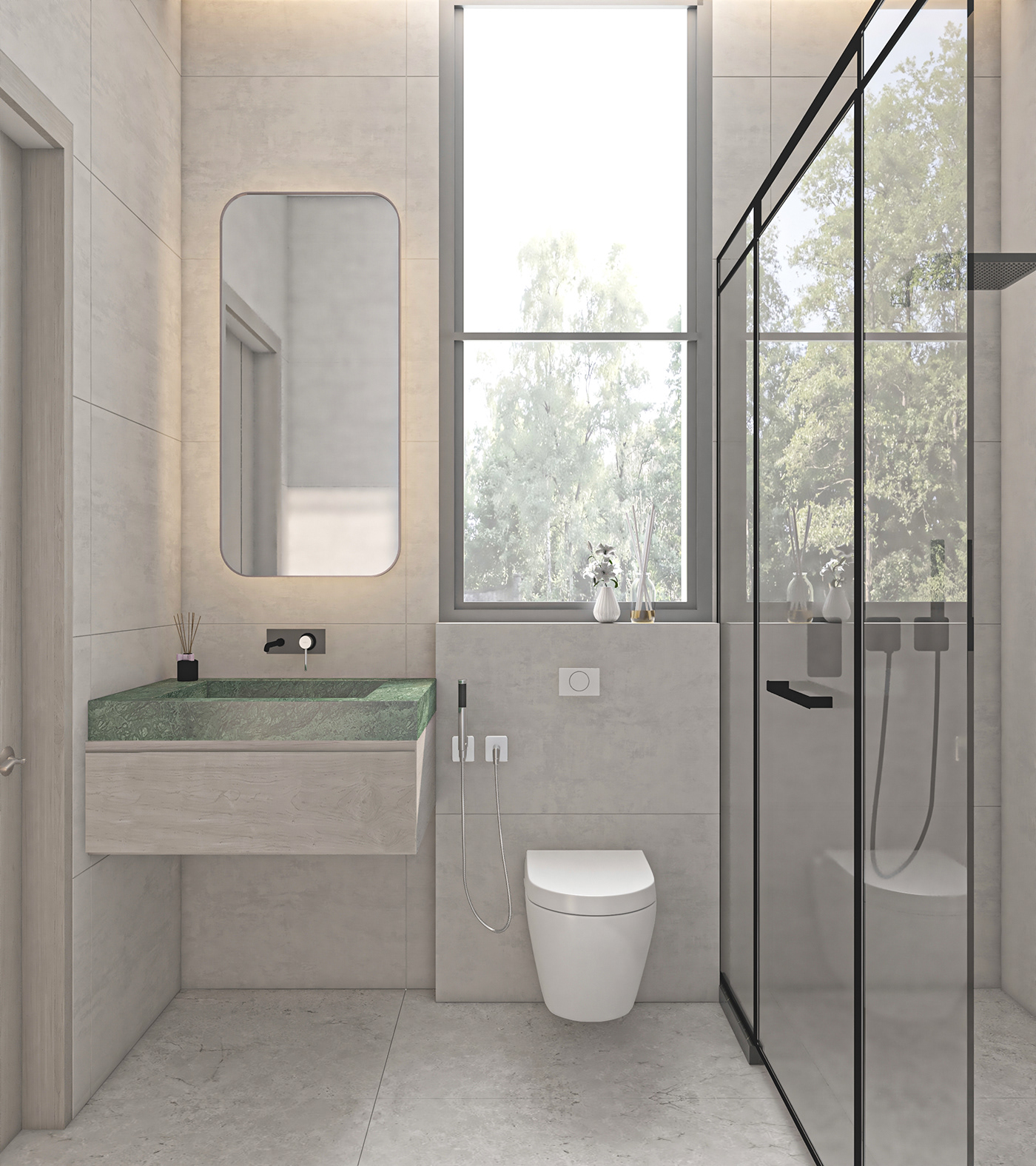 SHOWER bathroom interior design  3ds max vray Render minmal creative dubai UAE