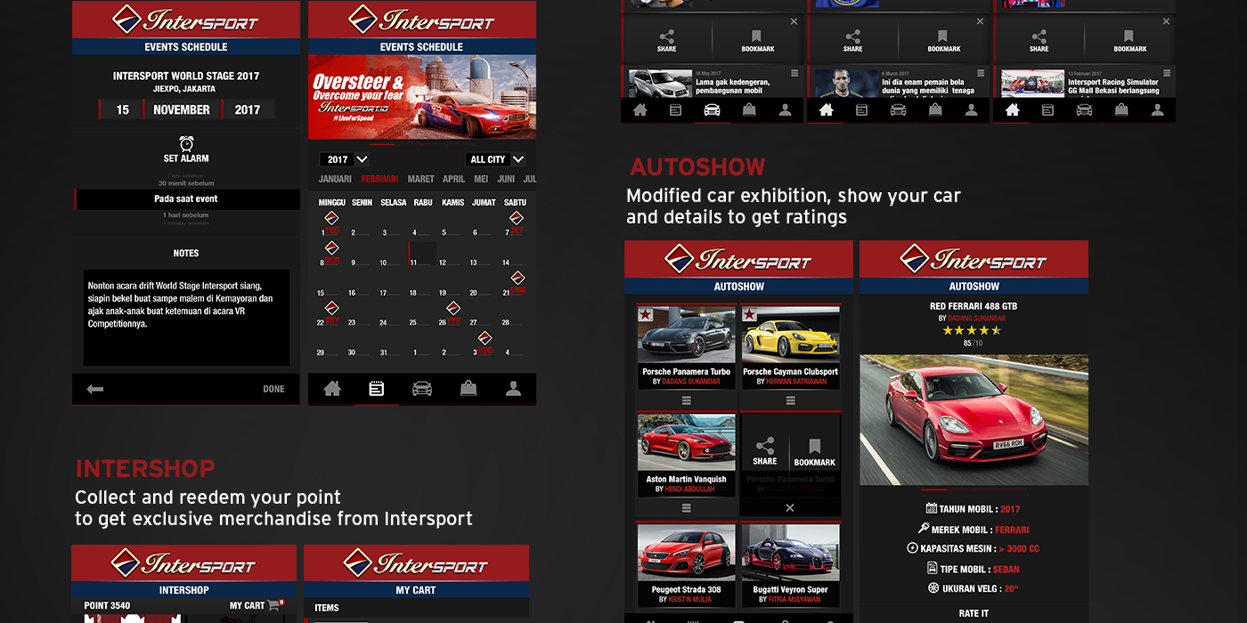 Website Gudang Garam Intersport Mobile app automotive   drift Interface Responsive mobile web Sport website