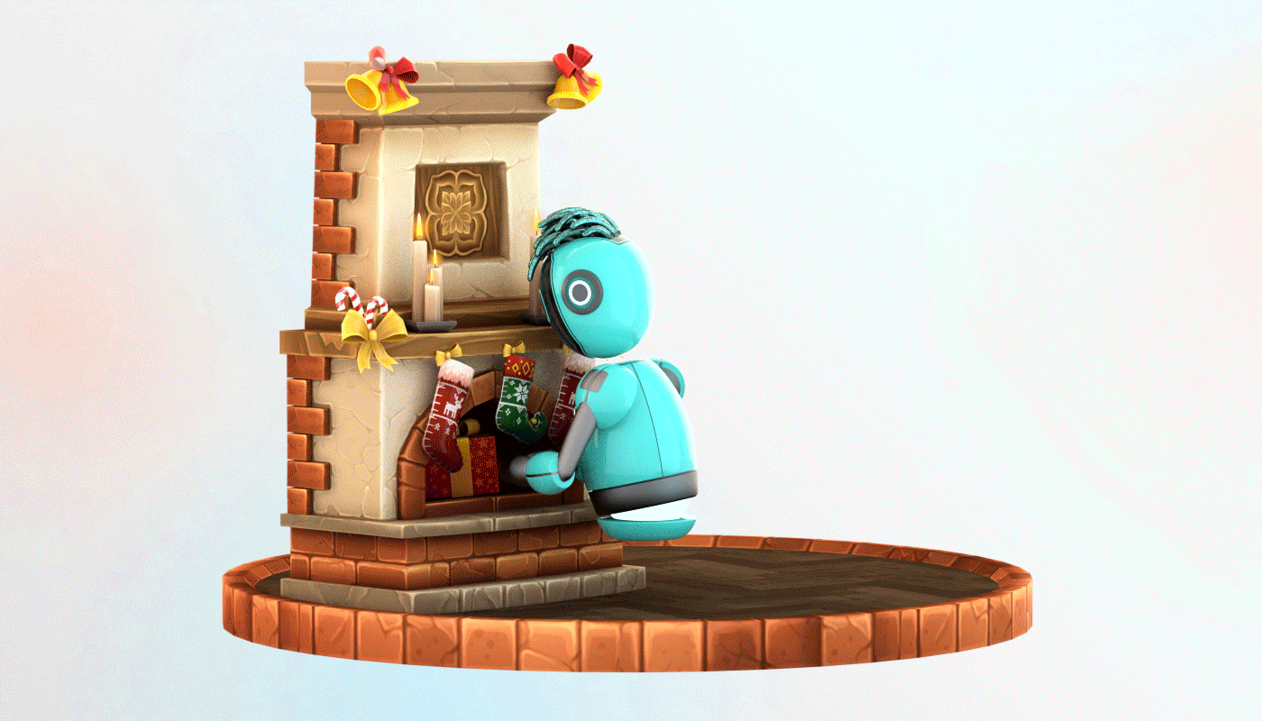 new year and christmas animation with robot