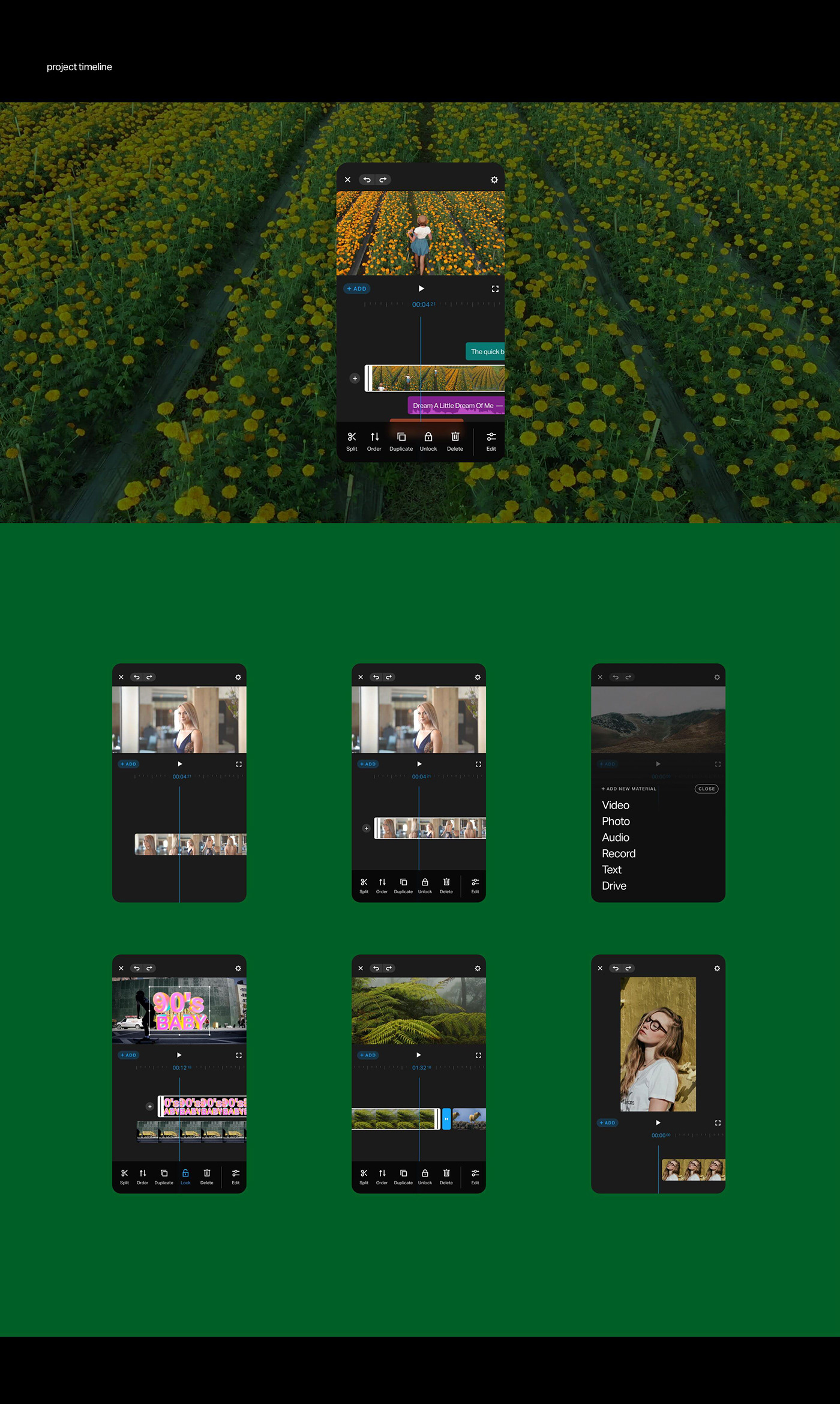app dark Editing  Interface mobile UI ui kit ux video Video Editing