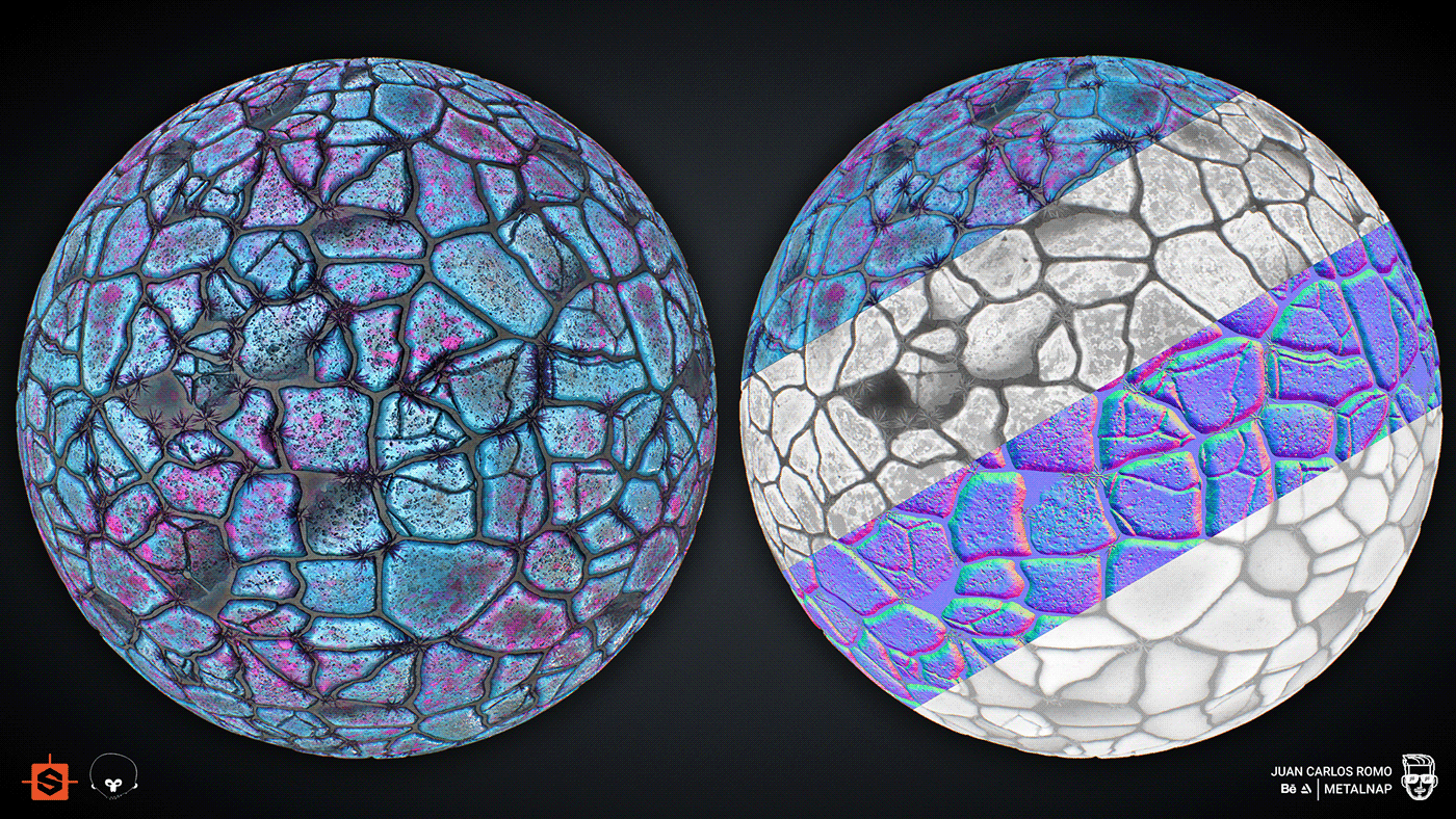3D Marmoset material PBR rock shader substance substance designer  texture tile