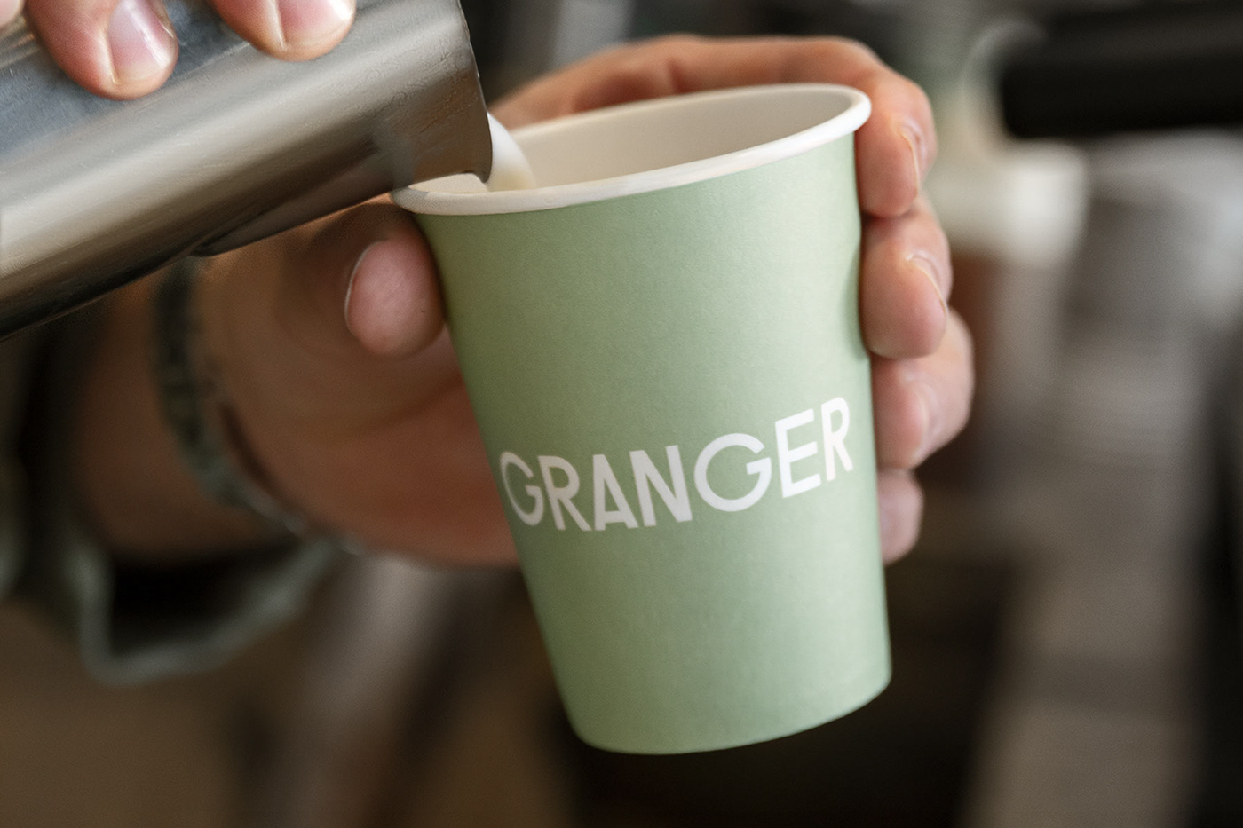 granger cafe business card coffee cup menu Signage green