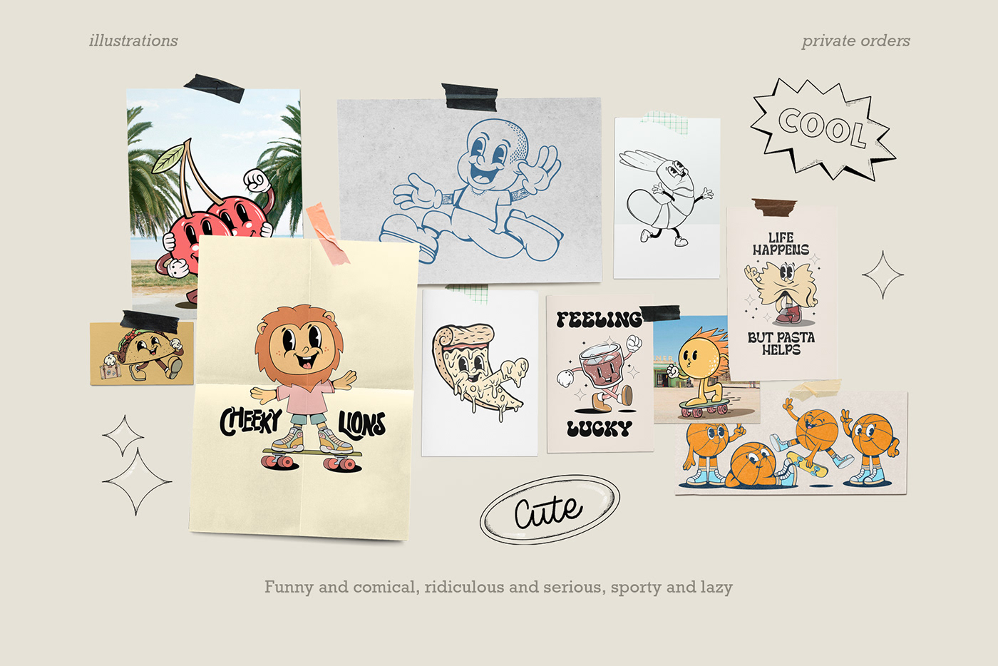 CV Resume Character design  cartoon character Graphic Designer Illustrator digital illustration Procreate retro style портфолио