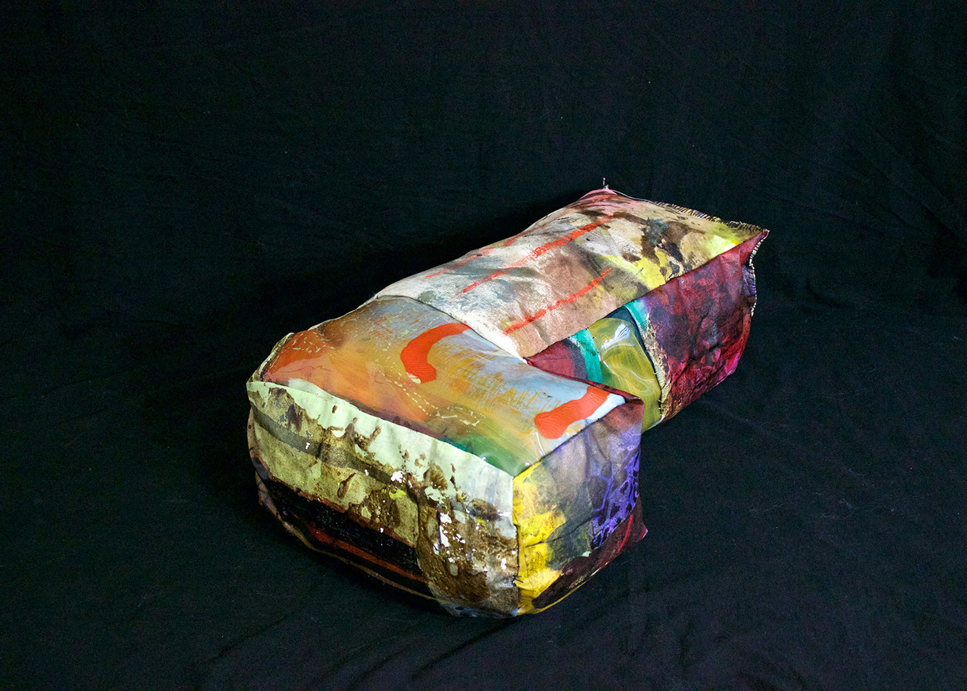 Quilts sewing acryic paint canvas mixed media pillows fibers hand sewing Patterning soft sculpture