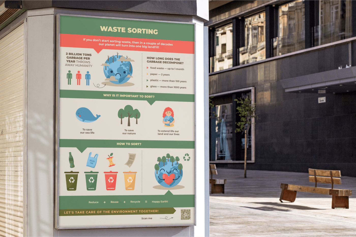 waste sorting Ecology Nature infographic poster design Graphic Designer adobe illustrator environment protection banner