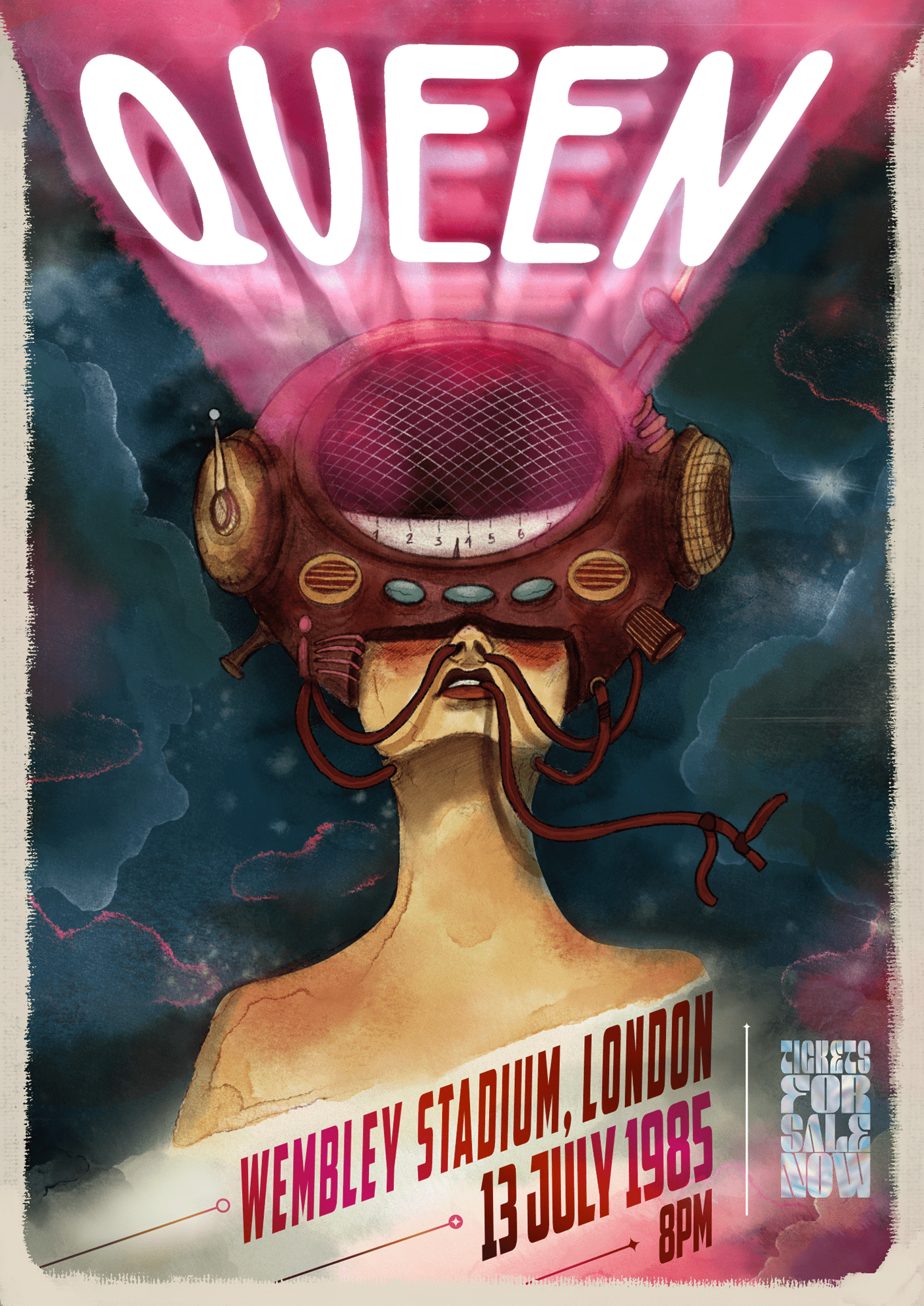 queen gig poster poster digital watercolor watercolor
