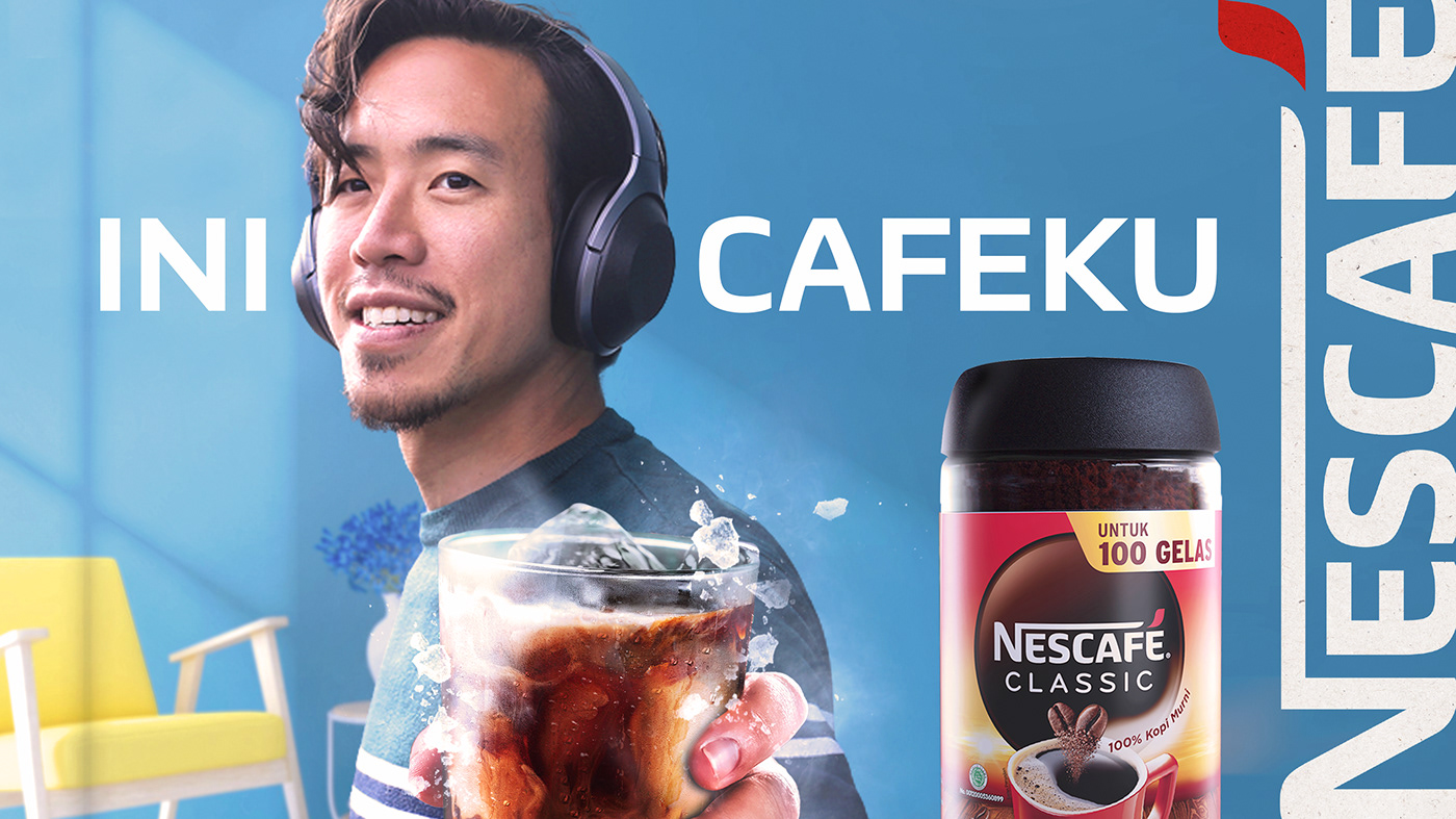 nescafe Coffee Advertising  key visual colorful cool youth branding  campaign design