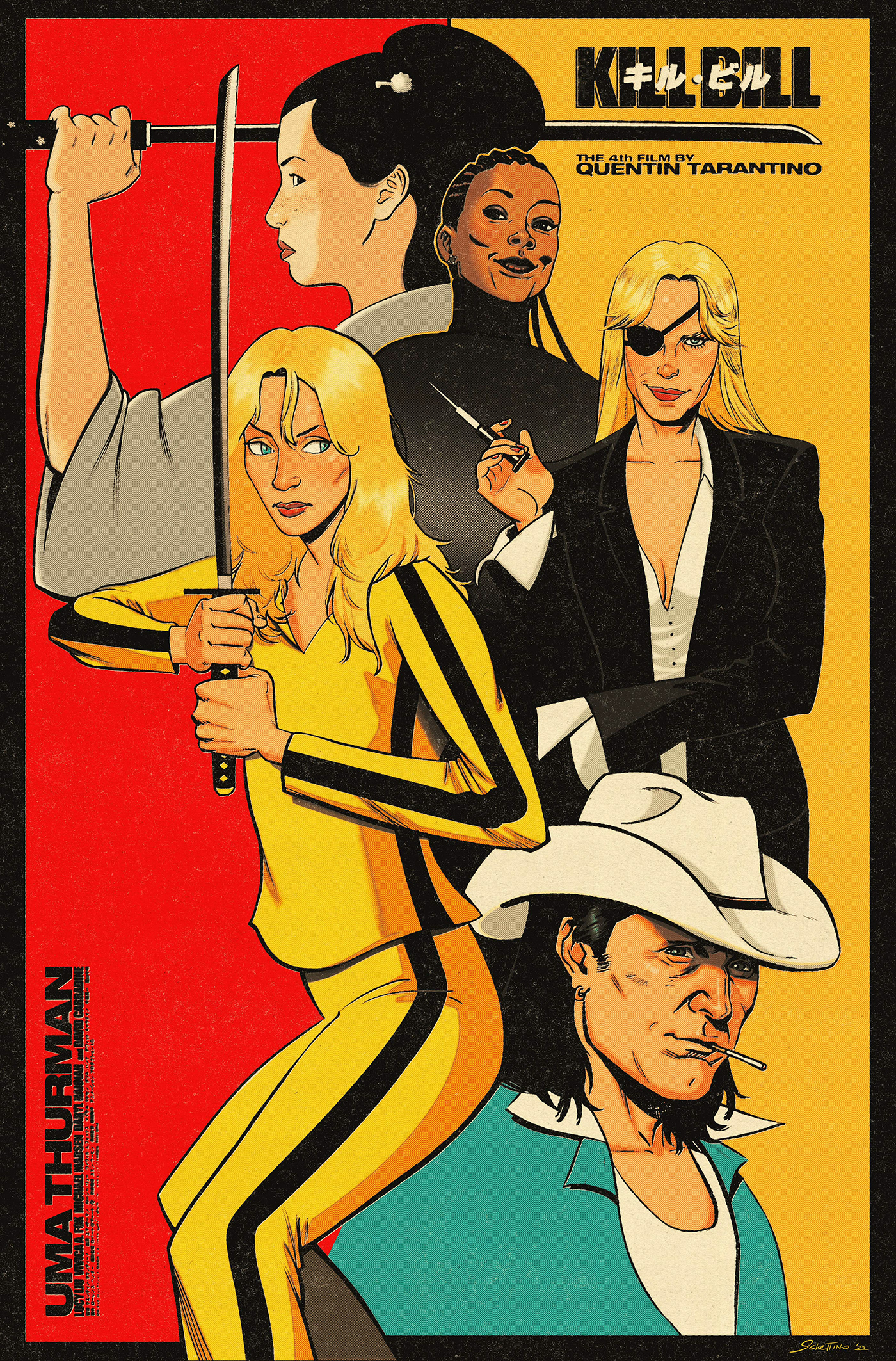 artwork Digital Art  digital illustration ILLUSTRATION  kill bill movie poster Movies poster Tarantino tarantino movies