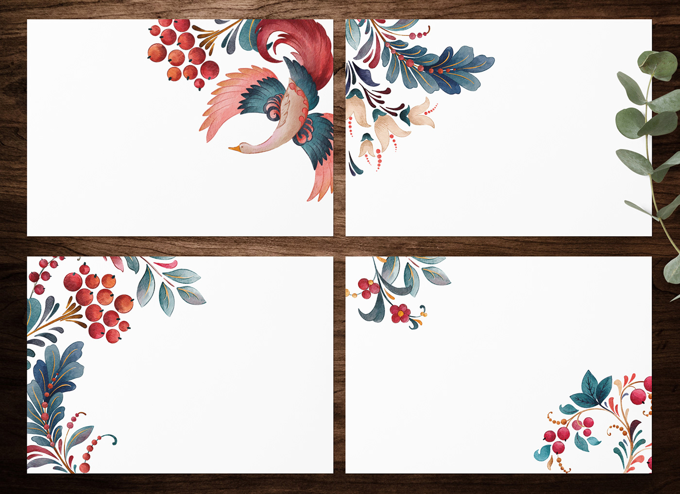 digital illustration Russian style graphic design  photo album botanical decorative art pattern decorative design berry russian painting