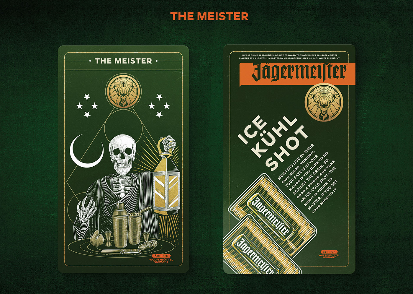 Halloween tarot card skeleton cocktail illustration Jagermeister occult cocktail fate divining the darke snapchat
