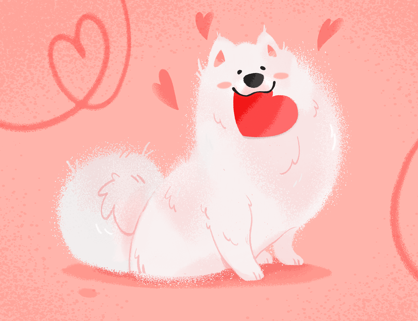 Character design  cute dog FILMING ILLUSTRATION  Love Mascot samoyed studio valentine