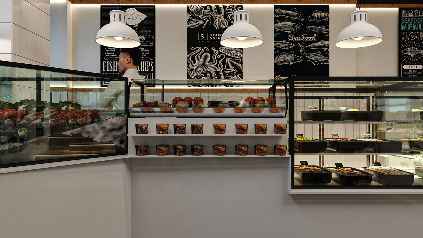 3ds max architecture archviz corona fish Interior interior design  Render shop store