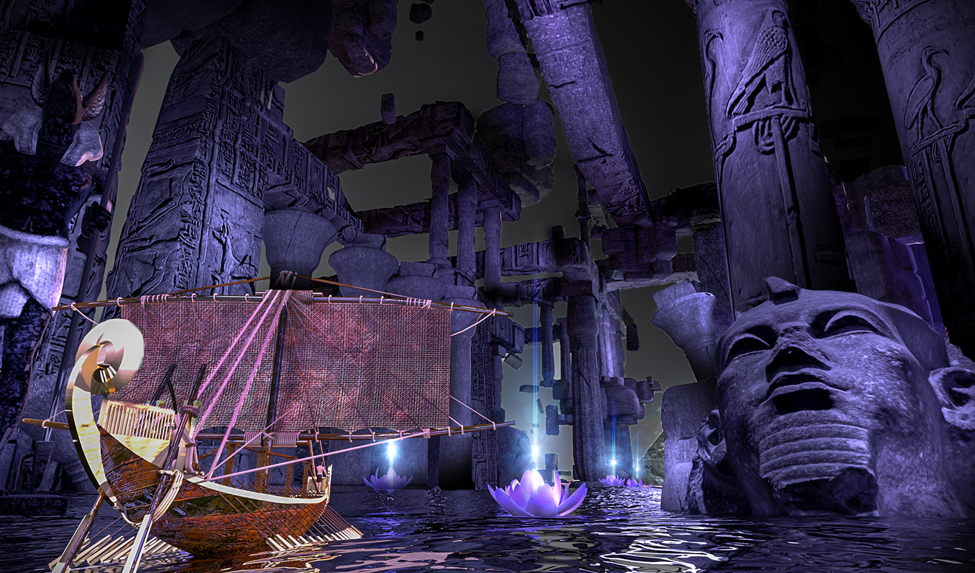 Ancient egypt the duat boat pharoah apep 3D environment game Level