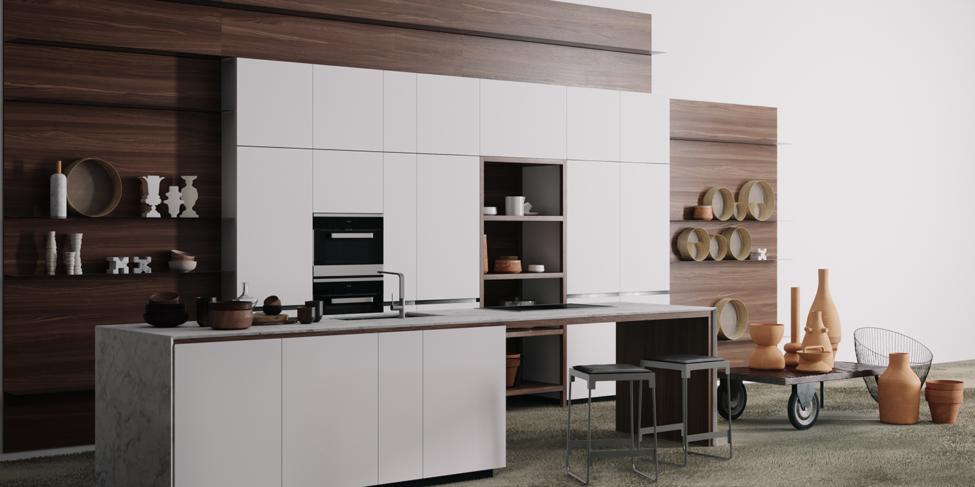 Valcucine coronarenderer kitchen furniture CGI Render