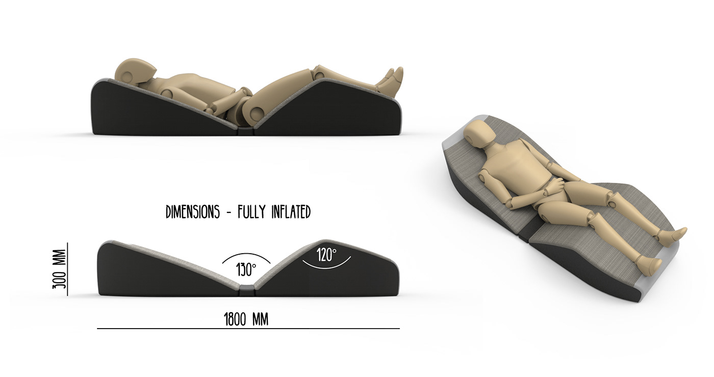 inflatable mattress ergonomic Zero Gravity visualisation