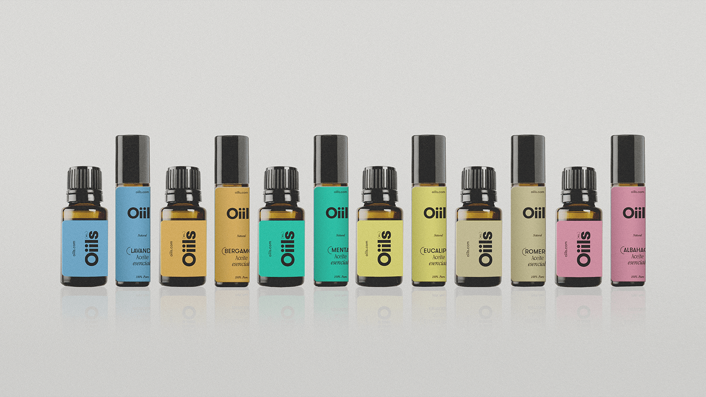 Aromatherapy essential oils labeling Packaging visual identity Wellness