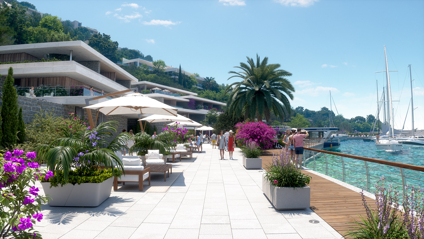 3D Crete exterior full cgi Greece hotel photorealistic Render visualization
