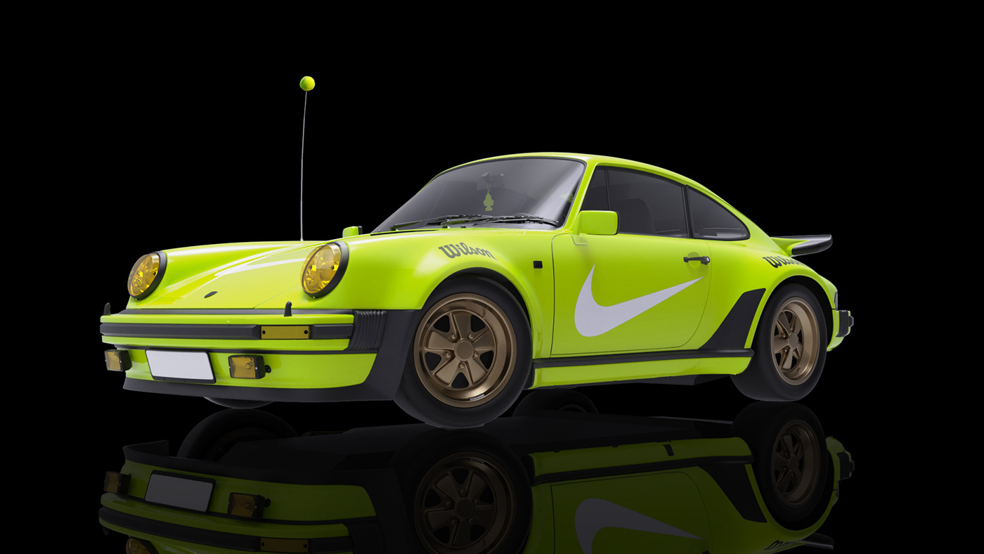 car rendering Photography  cardesign photoshop transportation Transportation Design Porsche Nike wilson