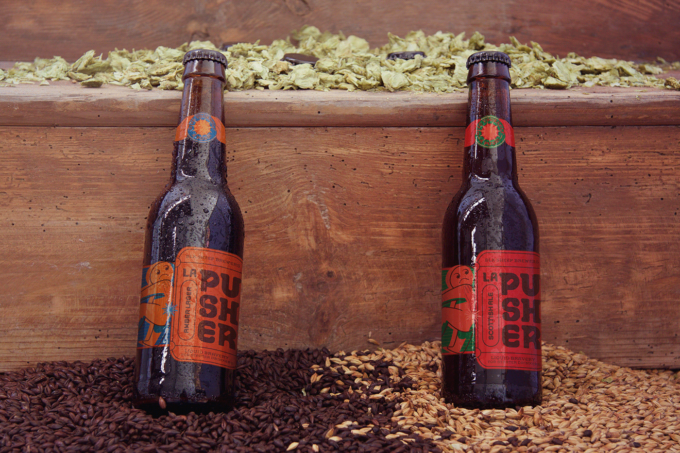 60s 70s beer beerlabel design graphicdesign groovy Labeldesign push Pusher