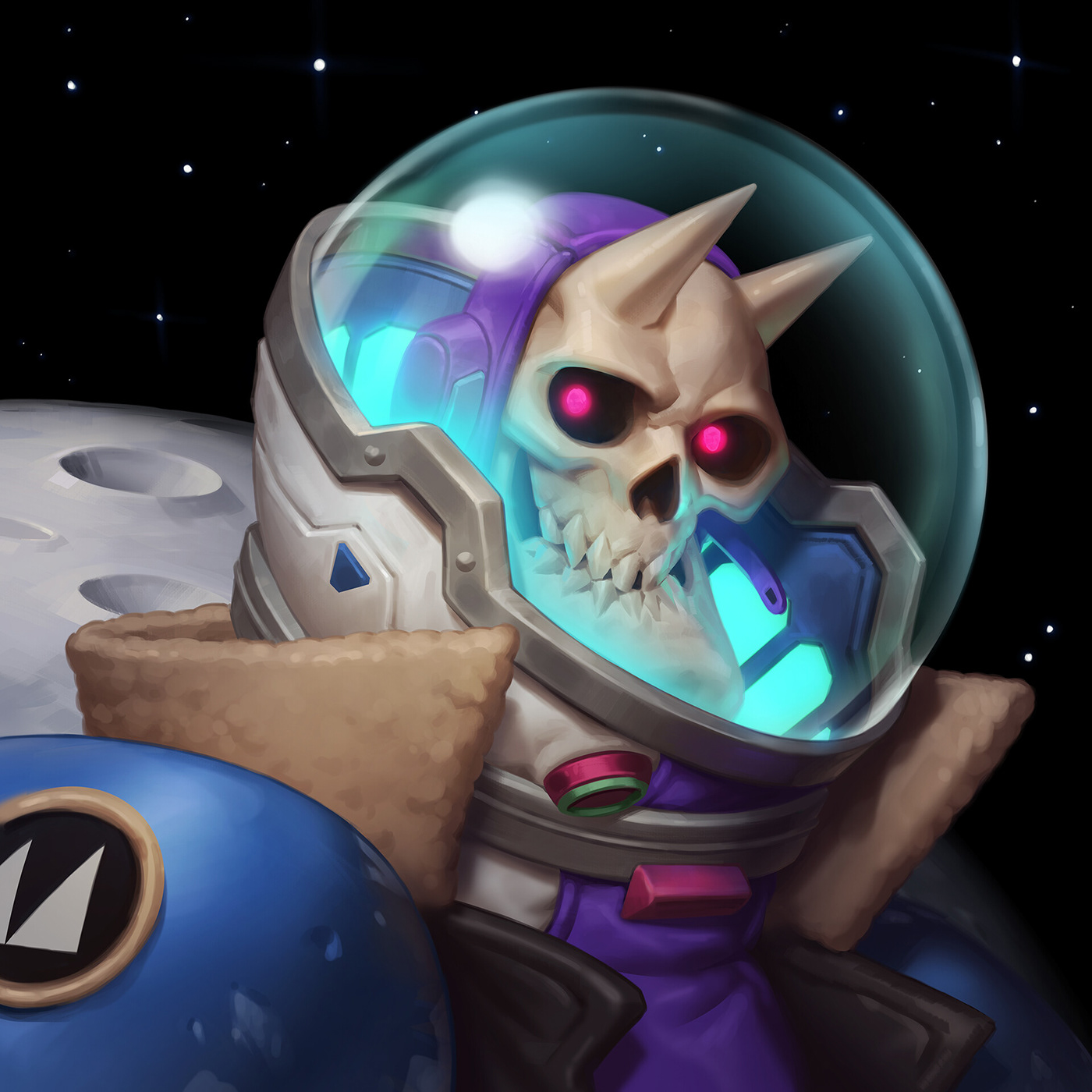 skull astronaut moon night fantasy