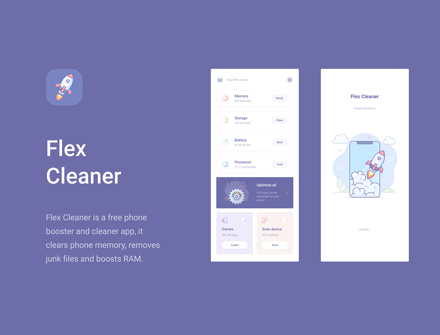 android app boost cleaner light phone speed uiux