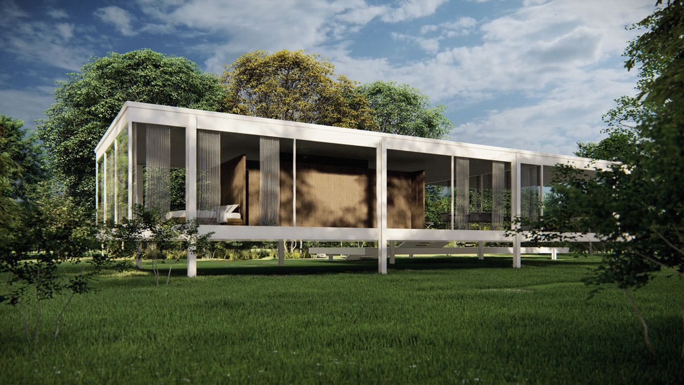 3D architecture arquitectura exterior farnsworth house interior design  lumion mies van der rohe Render visualization