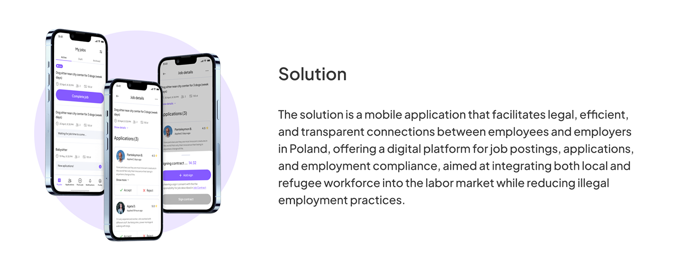 Employment purple mobile User research clean user flow UI/UX Telegram employee map
