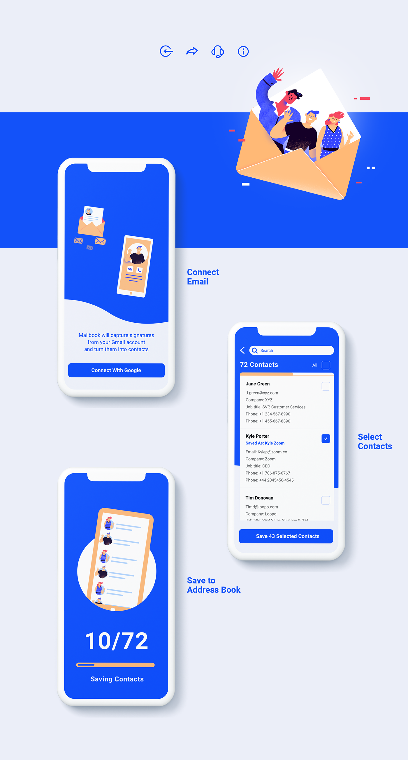 app UI ux ios motion ILLUSTRATION  Email information android mail