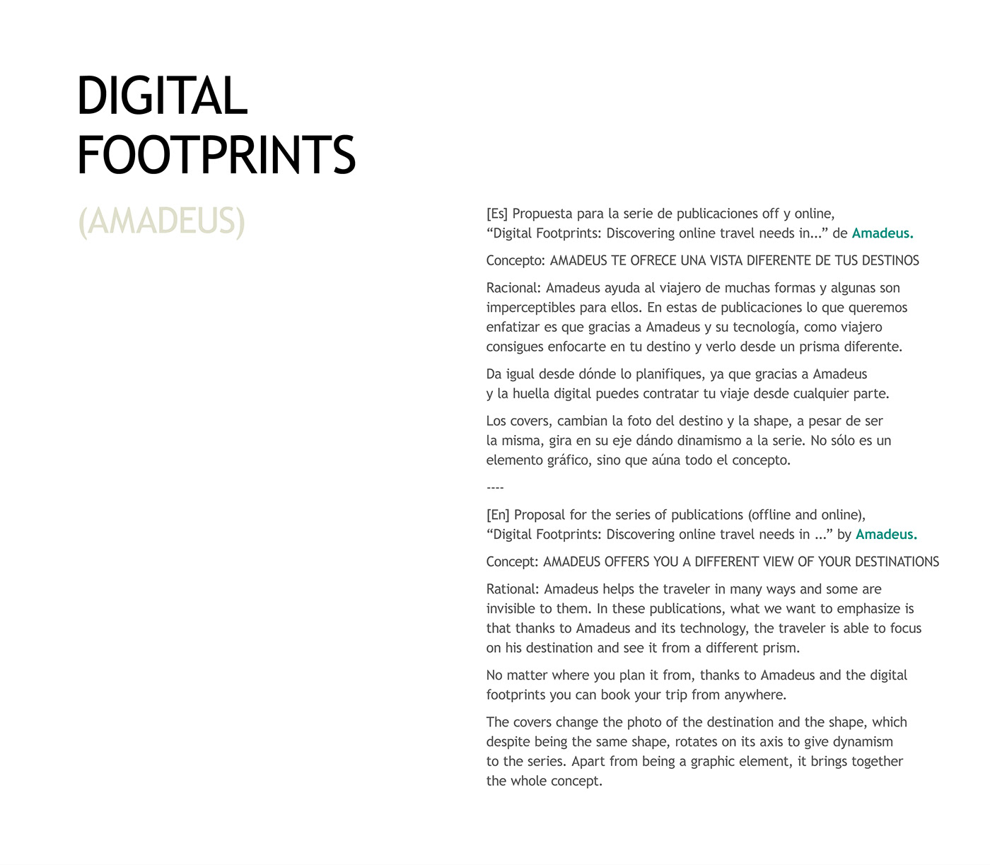 Amadeus design digital editorial publication