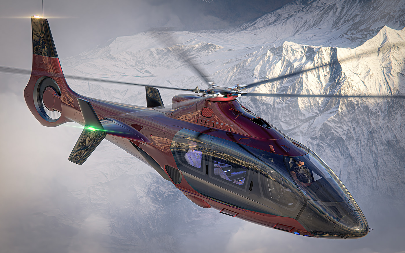3D aviation CGI design exterior helicopter modern Render visualization