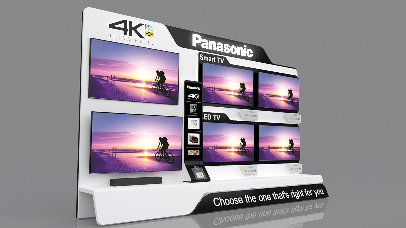 Led tv display design Panasonic TV Display retail display retail display wall Retail Shop shop in shop sis TV Display Unit wall display design