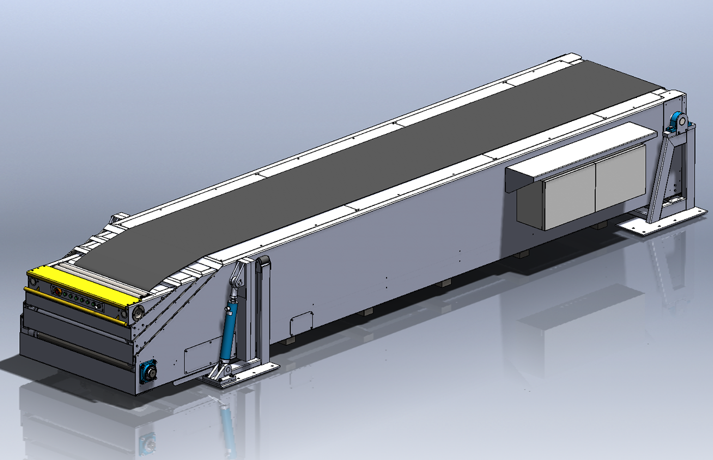 3D belt conveyor design model PU section Solidworks telescopic