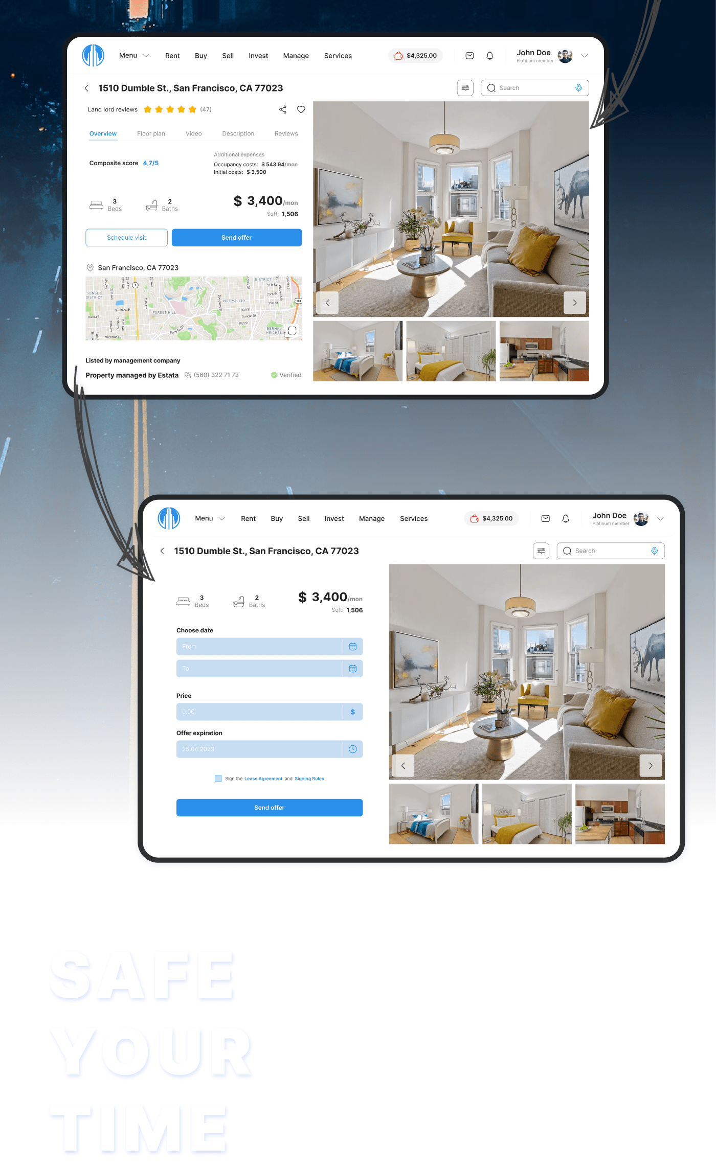 Web real estate tablet app app design UI/UX UI ux realestate