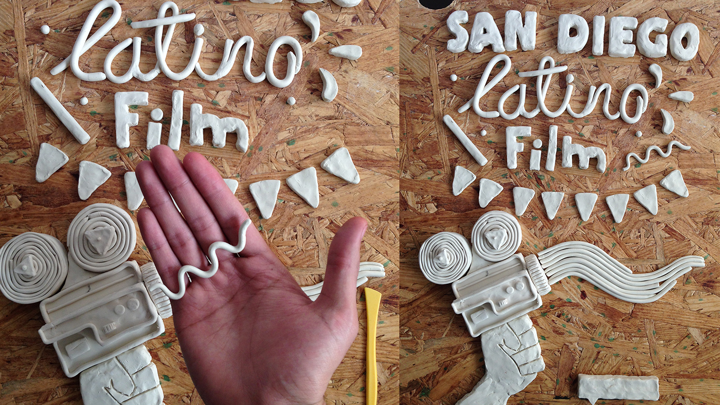 festival poster clay Plasticine handmade stop motion latino San Diego Movies type