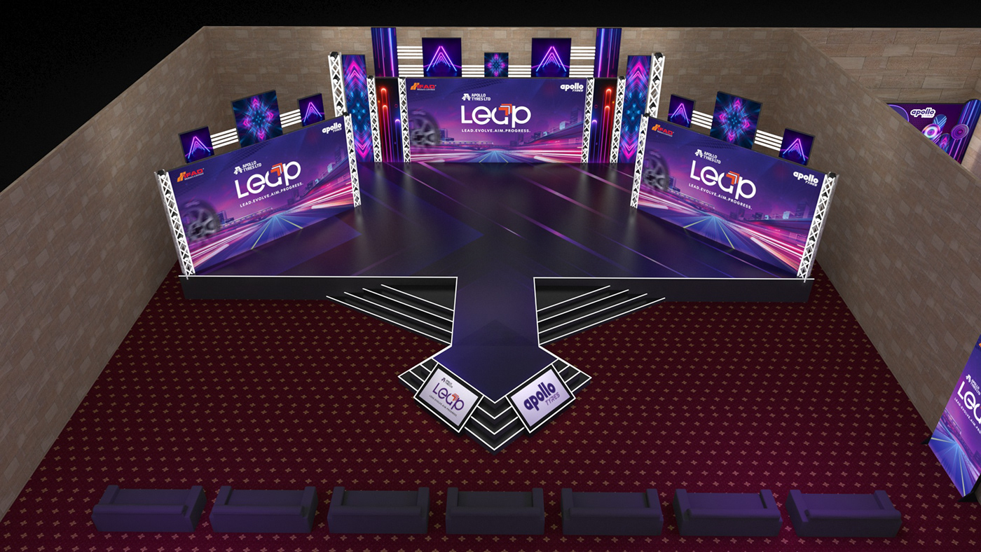 Event set design  Stage Exibition Social media post 3D Bangladesh Advertising  apollo tyres launching ceremony
