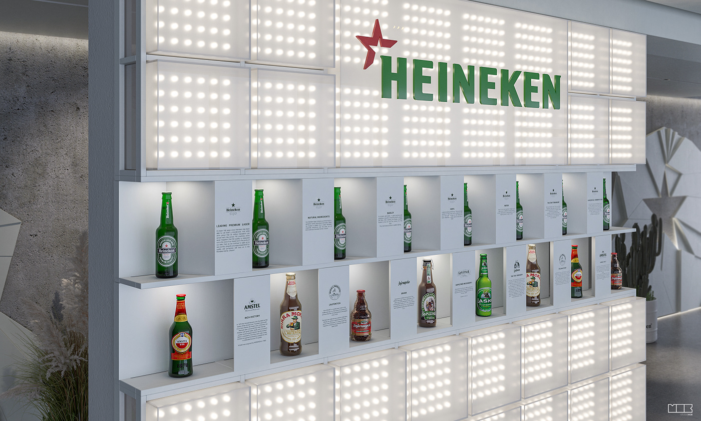 3d modeling beer design furniture Heineken Serbia hq metal Office Shelf studio mob