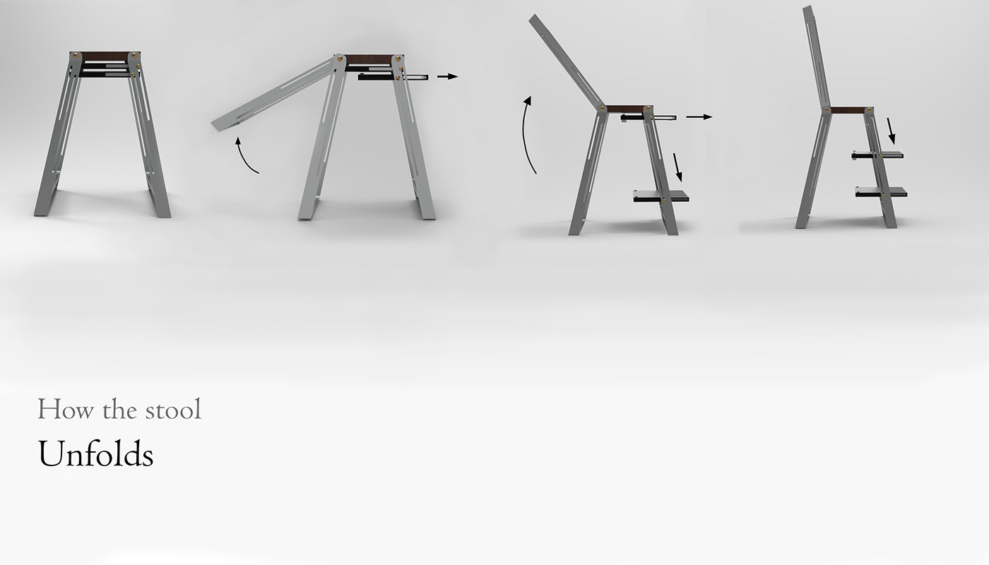 cad counter stool furniture design  multiuse furniture product design  Solidworks Step Stool