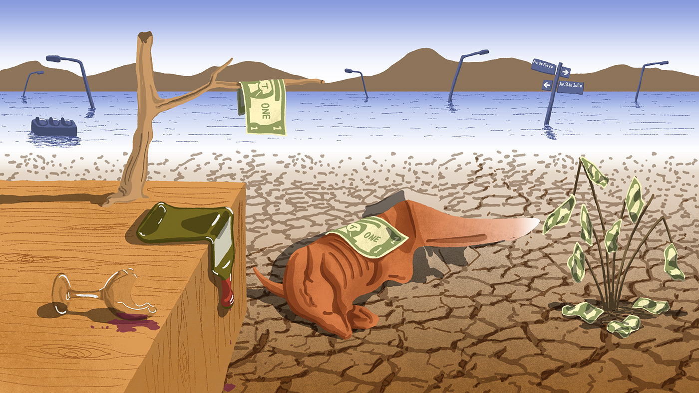 crisis Drought editorial editorialillustration flood ILLUSTRATION  ilustracion inundacion magazine Sequía cambio climático