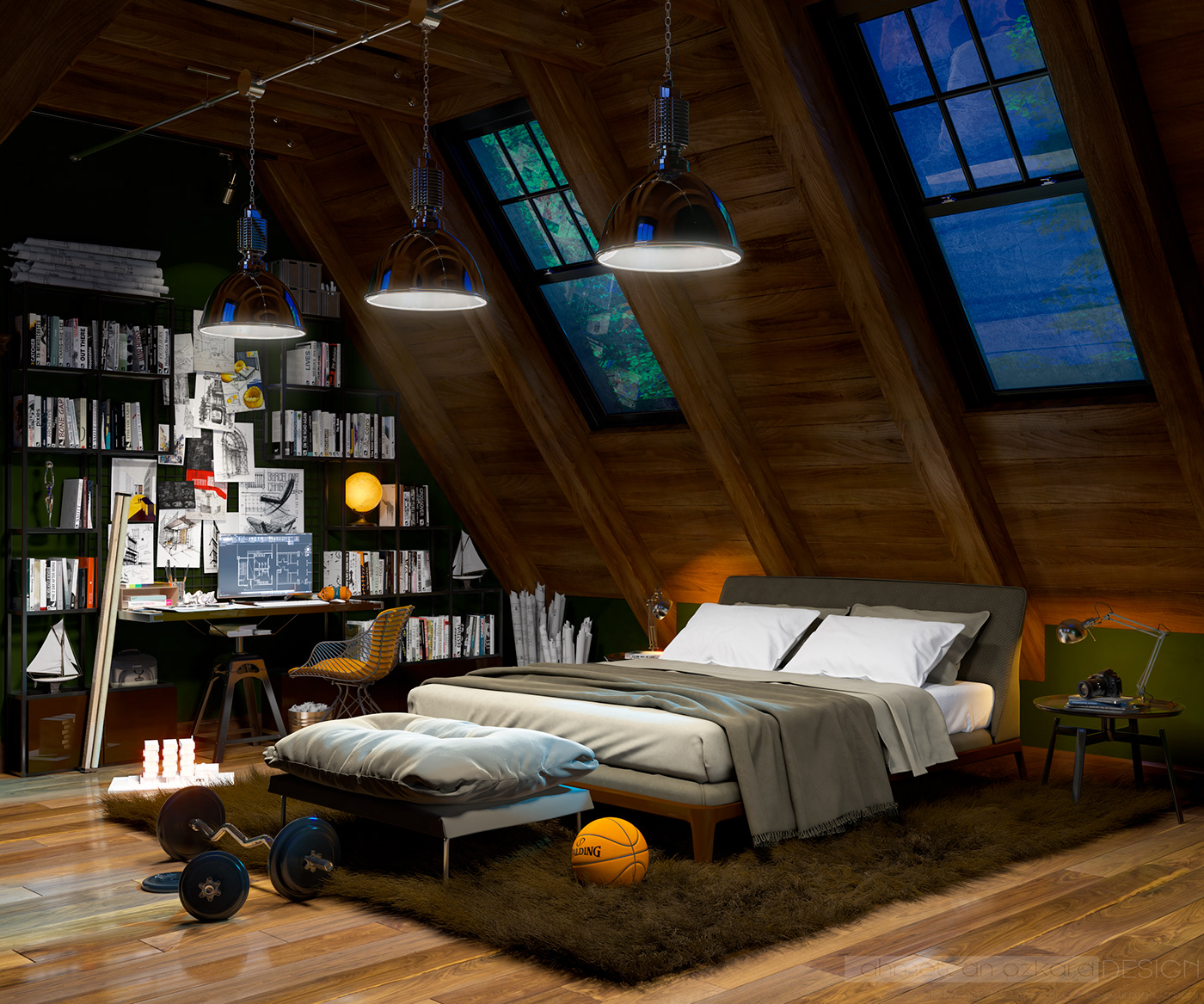 3dmax bedroom corona interiordesign LOFT penthouse Render room visualization vray
